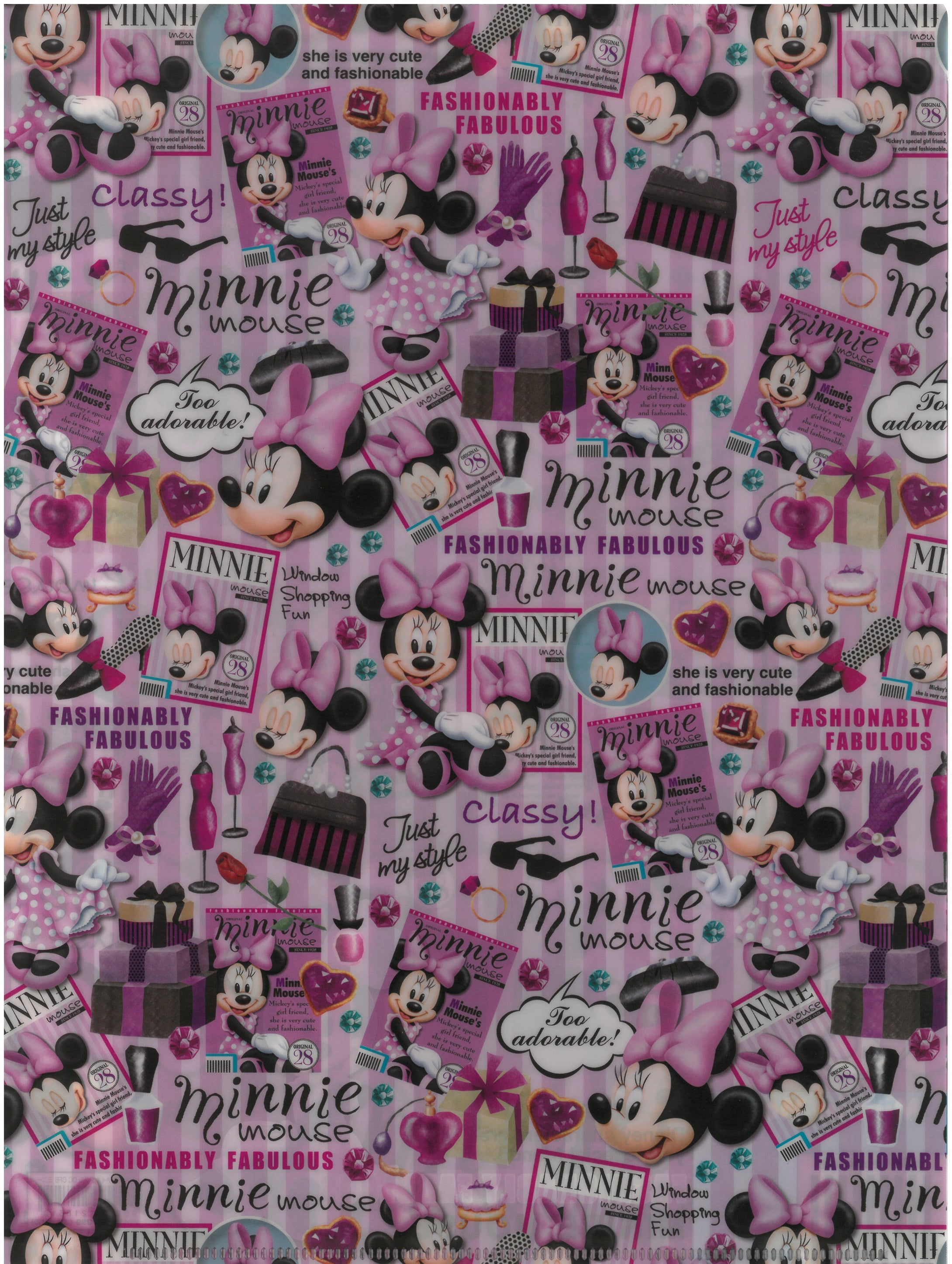 2141-256  Minnie Mouse  A4 雙開透明文件夾