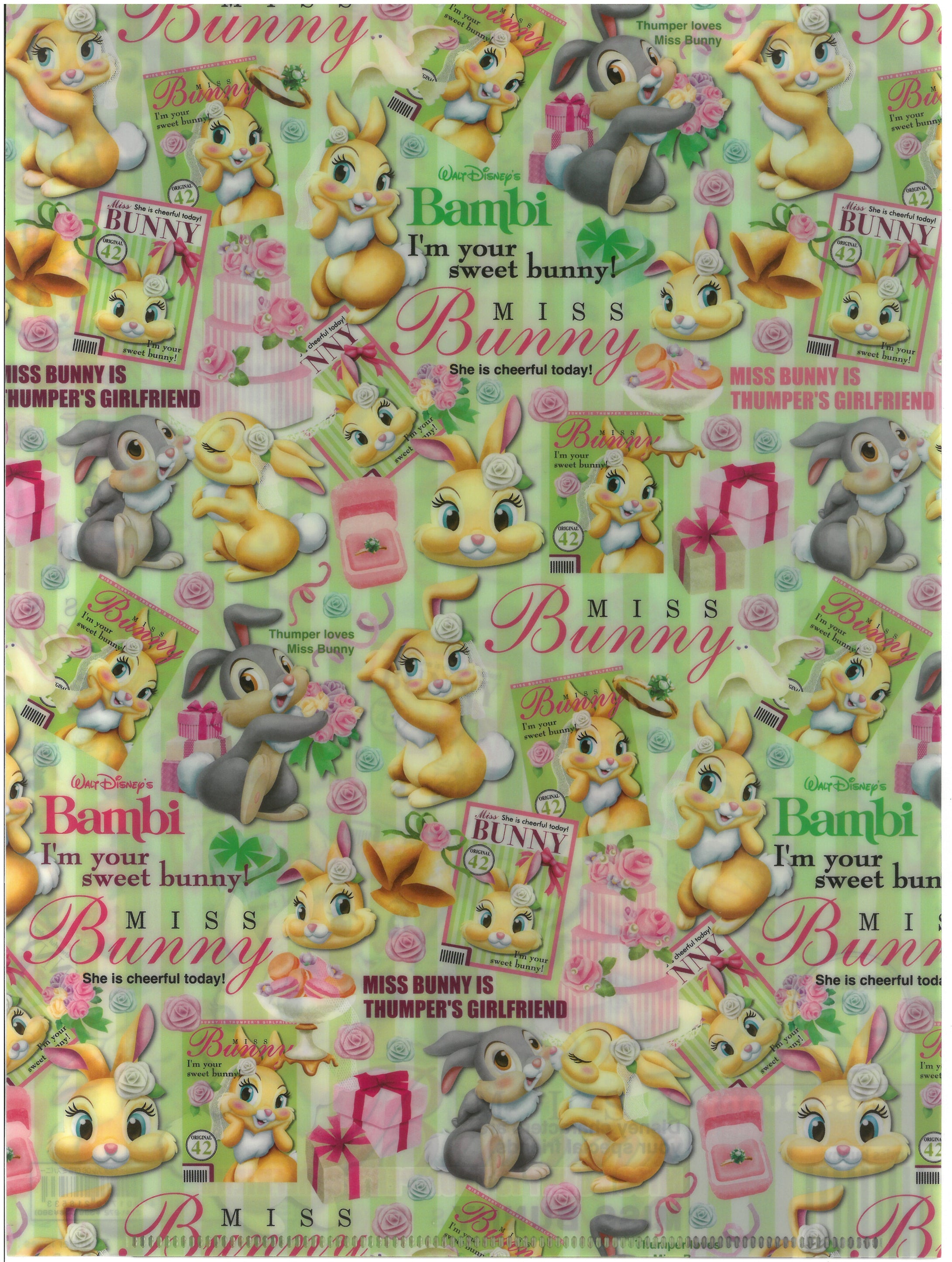 2141-272  Miss Bunny &  Thumper   A4 雙開透明文件夾