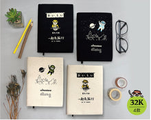 將圖片載入圖庫檢視器 CDM-284B 2021 32K跨年雙線圈布書衣手帳(拉麵-黑)-貓行李